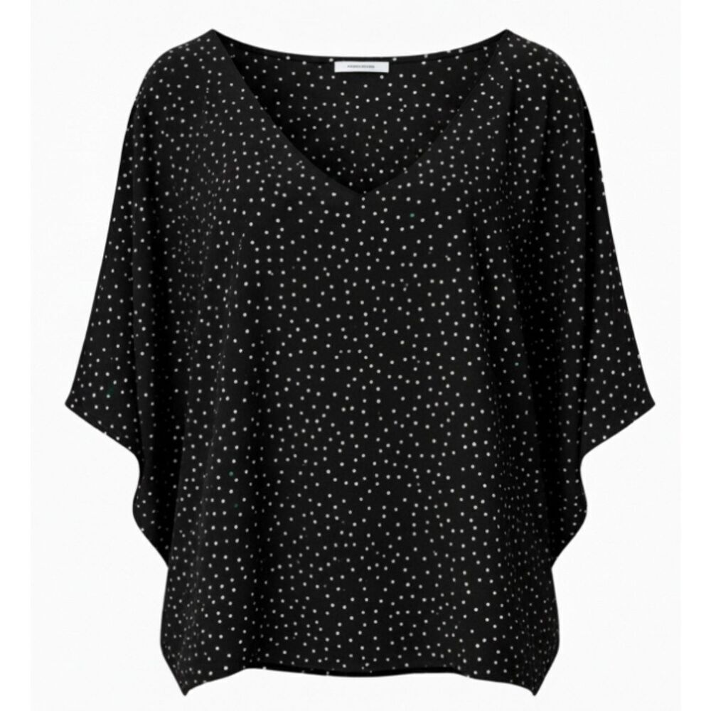 Adrienne Vittadini Polka Dot Blouse Womens Size S Dolman Sleeve V-Neck Top